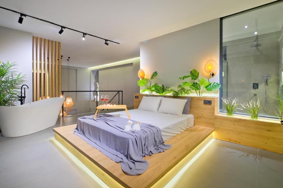 jakuzili balayı villası romantik yatak odası villa tatili